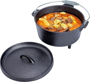 Cocotte en fonte <span class=keywords><strong>Debien</strong></span> pré-culottée, écologique, pour camping en extérieur, compatible gaz et induction - Product Image 4