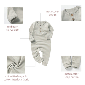 Sıcak satış düz fazla Fold manşet örme organik pamuk erkek bebek yenidoğan bebek Bodysuit - Product Image 3