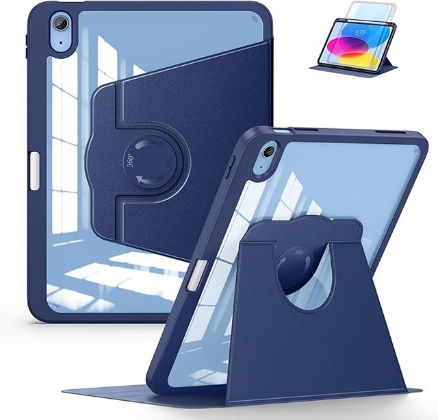 Case for IPad(A16) 11th Gen 2025&10th Gen 2022 with Pencil Holder, Shockproof 360 Degree Rotation Clear Back for iPad 11"/10.9"