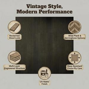 Planchers en bois d'ingénierie multicouche style récupéré, en <span class=keywords><strong>chêne</strong></span> blanc, avec traces de sciage et trous de clou pour usage extérieur et intérieur - Product Image 2