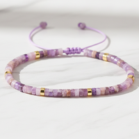 Pulsera Elástica Ajustable de Aleación con Cuentas de Turquesa Bohemia de 2x4mm, Gema Tibetana Delicada para Mujer, Venta al por Mayor