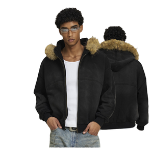 <span class=keywords><strong>Felpa</strong></span> con <span class=keywords><strong>Cappuccio</strong></span> Invernale Unisex di Alta Qualità 480 GSM, Streetwear Premium con Zip e Effetto Sbiadito, <span class=keywords><strong>Cappuccio</strong></span> in Pelliccia Sintetica - Product Image 3