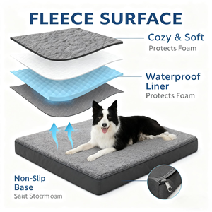 Lit pour chien imperméable, orthopédique, en mousse à mémoire de forme, avec housse Oxford lavable et amovible - Product Image 3