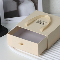 Caja de Regalo Deslizante de Lujo con Asa de Listón, Papel Dorado en Relieve, Cartón con Forro de Esponja para Velas