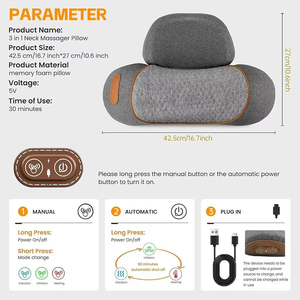 Almohada de Tracción Cervical con Alimentación USB, Masaje por Vibración, Compresa Caliente, Soporte Ergonómico para el Cuello, Masajeador Calefactado para Uso en el Hogar y la Oficina - Product Image 3