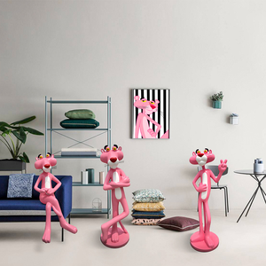 Decoración al aire libre tamaño real personalizado figura <span class=keywords><strong>de</strong></span> <span class=keywords><strong>dibujos</strong></span> <span class=keywords><strong>animados</strong></span> <span class=keywords><strong>Pantera</strong></span> <span class=keywords><strong>Rosa</strong></span> Animal jardín fibra <span class=keywords><strong>de</strong></span> vidrio estatua escultura - Product Image 6