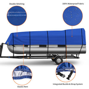 Housse de bateau en polyester pour <span class=keywords><strong>ponton</strong></span>, résistante, imperméable, protection UV, 600D, remorquable, entièrement enveloppante, convient aux bateaux à fond plat de 90 à 120 pouces - Product Image 3