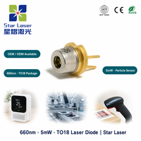 Diodo Láser Rojo QSI QL65D7SX-PS 660nm 5mW TO5.6 de Alta Temperatura (70°C) TE LD para Sensor Óptico Industrial