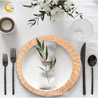 Sets de Table Ronds en Jacinthe d'Eau et Rotin pour Tables à Manger