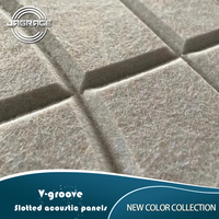 Panneau acoustique en polyester à rainures en V Jagrace CNC, PET recyclé, insonorisant, pour murs et plafonds, pour bureaux et KTV