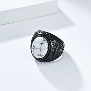 Anillos de Piedras Preciosas Naturales Talladas Retro en Oferta, Anillo de Acero Inoxidable para Hombre, Anillo de Moda, Joyería de Acero Inoxidable para Hombre y Mujer - Product Image 2