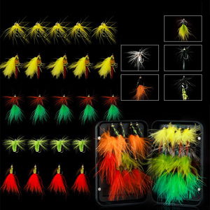 LUSHAZER 20pcs 40pcs Kit de leurres de pêche à la mouche Set de mouches à plumes avec hameçons Colorful Dry Wet Nymph Streamer Trout - Product Image 1
