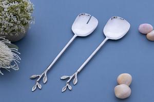 Ensemble de couverts en acier inoxydable pour vendeur en gros avec manche à motif de feuille, style tendance, ensemble de couverts en acier inoxydable fait à la main à vendre - Product Image 3