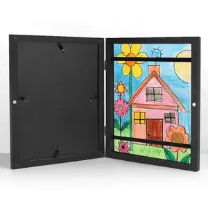 Горячая распродажа, детская художественная рамка A4, сменная черная деревянная детская картинная рамка для горизонтальной и вертикальной