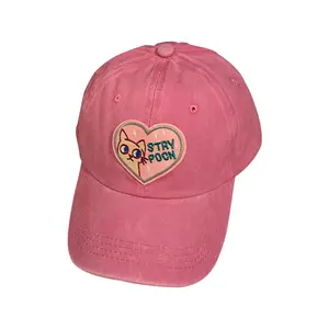 Alta qualidade ao ar livre ajustável rosa coração-forma Baseball Cap gato bonito verão Caps para meninas