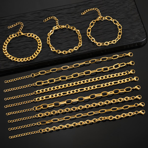 Bracelet à breloques en chaîne cubaine géométrique classique LEPAI, en titane, unisexe, cadeau, chaîne fine, vente en gros, vie quotidienne - Product Image 1