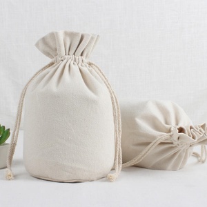 Sac en toile naturelle à fond rond avec cordon de serrage et poche pour l'emballage du riz/de la farine, portatif, écologique, recyclable, avec bracelet - Product Image 3