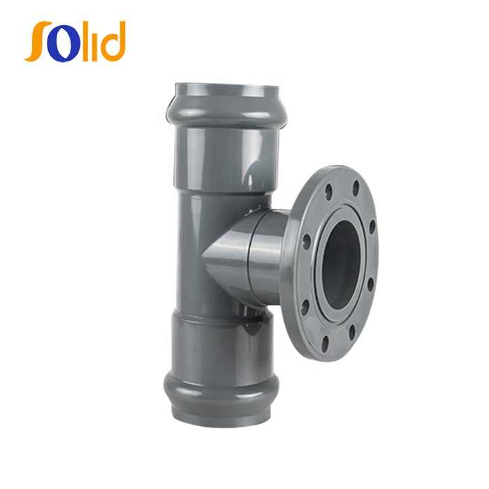 Plastic Pipe Fitting PVC Socket Flange Reducing Tee End F/F