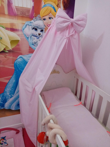 Cotton Cot <strong>Canopy</strong> with Bow Conical Baby Crib <strong>Canopy</strong> <strong>Nursery</strong> Mosquito Net for 60x120cm Crib - Product Image 6
