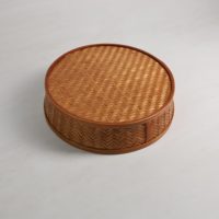 Plateau à fruits rond en bambou laqué fait main, ton miel naturel, panier de service, bol à thé, collations, pain, décoration intérieure