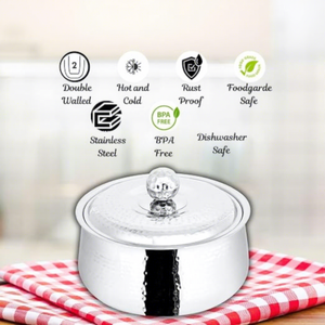 Casserole en acier inoxydable avec couvercle, 24 cm, design martelé, durable, compatible gaz et induction - Product Image 5