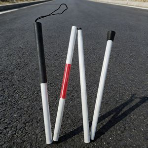 Bastón Telescópico Plegable Hua Ensheng de Aleación de Aluminio para Ciegos, Bastón de Guía para Exteriores, Punta Recta Tibetana Roja y Blanca - Product Image 2