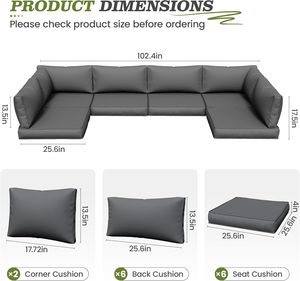 14-Piece Tất cả thời tiết màu xám ngoài trời <span class=keywords><strong>sofa</strong></span> đệm không thấm nước nhanh chóng khô thay thế không trượt thắt lưng Gối Đệm Ghế - Product Image 2