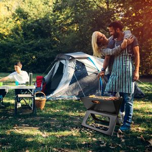Barbecue de camping pliable et portable au charbon de bois, idéal pour la cuisson en extérieur, les feux de camp, les patios et les jardins. - Product Image 6
