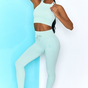 [Non Disponibile] Completo Sportivo Stile Europeo-Americano Instagram: Reggiseno Sportivo Solido Senza Cuciture, Pantaloncini a Maniche Corte e Leggings Aderenti - Product Image 3