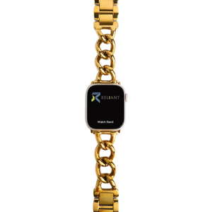 Bracelet de montre intelligente pour femme en acier inoxydable plaqué or 18 carats, 22 mm, boucle déployante, compatible avec la montre - Product Image 1