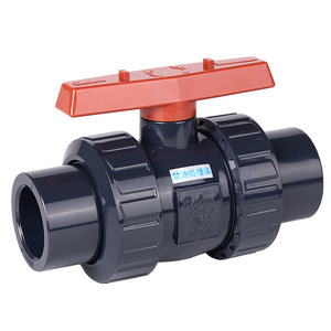 Vanne à boisseau sphérique double union en PVC PN16U, personnalisable OEM, pour milieux aqueux, vanne à boisseau sphérique en plastique pour produits chimiques, vanne à boisseau sphérique pour l'huile, pour commutation par - Product Image 1