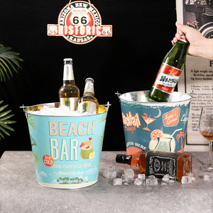 Cubo de Hielo Mystic Arts de 19 cm de Diámetro Inferior, 25.5 cm de Diámetro Superior y 23 cm de Altura, Recipiente de Hierro para Bebidas, para Uso Doméstico, Exterior, KTV y Comercial - Product Image 2