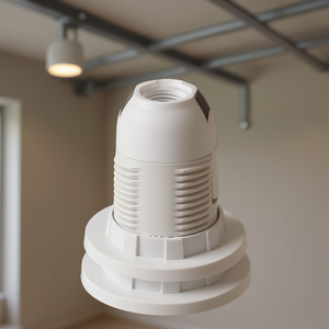 Portalámparas de Plástico Blanco E14 con 2 Anillos Vito para Fijación de la Base de la Bombilla - Product Image 3