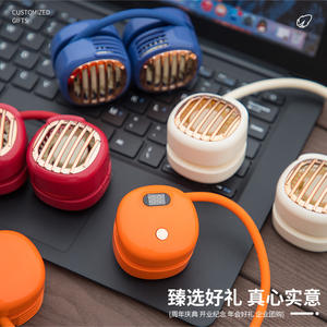 พัดลมคล้องคอแบบพกพา พร้อมชุดแก้วกาแฟ แบตเตอรี่แบบชาร์จได้ เหมาะสำหรับเป็นของขวัญทางธุรกิจ รับสกรีนโลโก้ - Product Image 2