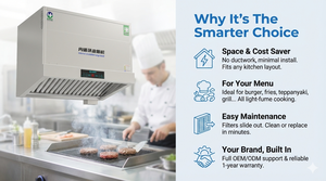 Hotte murale sans conduit en acier inoxydable, petite hotte pour boutique de <span class=keywords><strong>charcuterie</strong></span> occidentale, poulet grillé, filtre à déflecteur, efficacité de purification de 95%, lumière - Product Image 4