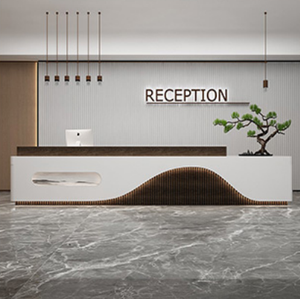 Contemporary Wood Reception <b>Desk</b> Semicircular Design Durable <b>Office</b> Furniture frontline <b>desk</b> front counter for Commercial - Product Image 4