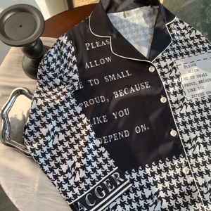 Conjunto de Pijama de Seda Satinada de 2 Piezas con Estampado de Pata de Gallo para Mujer, Ropa de Dormir de Verano, Cómoda, de Manga Larga, Transpirable, de Secado Rápido, de Lujo - Product Image 2