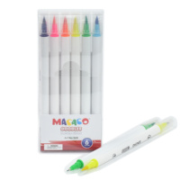 Stylo double pointe fluorescent vibrant, marqueur aquarelle, pinceau souple, pointe fine 0,4 mm pour calligraphie manuelle et dessin de contour