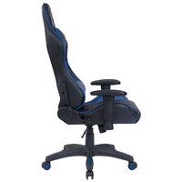 Chaise de jeu d'épissage en cuir noir et bleu de haute qualité avec appui-tête intégré et chaise esports de soutien de taille