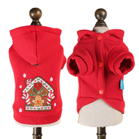 Manteau d'hiver chaud en polaire brodé pour animaux de compagnie, motif maison de pain d'épices de Noël, pour chiens (Dachshund, petits et moyens) et chats