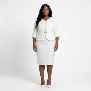 Plus size church suits Elegant <b>white</b> mother dress Two <b>piece</b> occasion suits Choir dress for women - Product Image 2