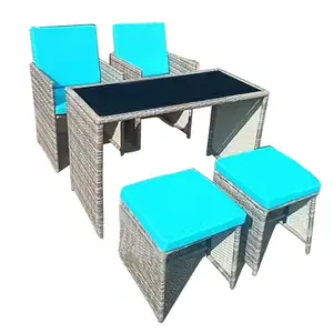 Cheap outdoor rattan combination table and chair back garden open air tea table Rattan balcony sofa