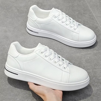 Nouvelles baskets pour hommes en promotion, chaussures décontractées en cuir pour l'automne, légères, pour le skate, pour les étudiants, les jeunes, semelle blanche souple