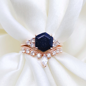 Belle bague en pierre de grès bleue, bague en argent 925, bague en pierre de grès bleue pour femmes - Product Image 4