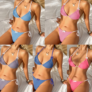 Conjunto de Bikini Triangular con Estampado Animal LM de 2 Piezas, de Secado Rápido, Cintura Baja y con Tirantes al Cuello - Product Image 1