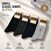 Chaussettes classiques en coton pour hommes, douces, respirantes, durables, extensibles, anti-odeur, ajustement parfait, décontractées, pour l'automne, usage quotidien, logo personnalisé OEM 4