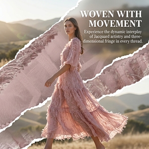 Vestidos <span class=keywords><strong>de</strong></span> Novia con Textura Fluida, Tela <span class=keywords><strong>de</strong></span> Chifón para Atuendos Formales, Tela <span class=keywords><strong>de</strong></span> Tul Bordada con Flecos 3D, Tela para Diseñadores <span class=keywords><strong>de</strong></span> Moda - Product Image 3