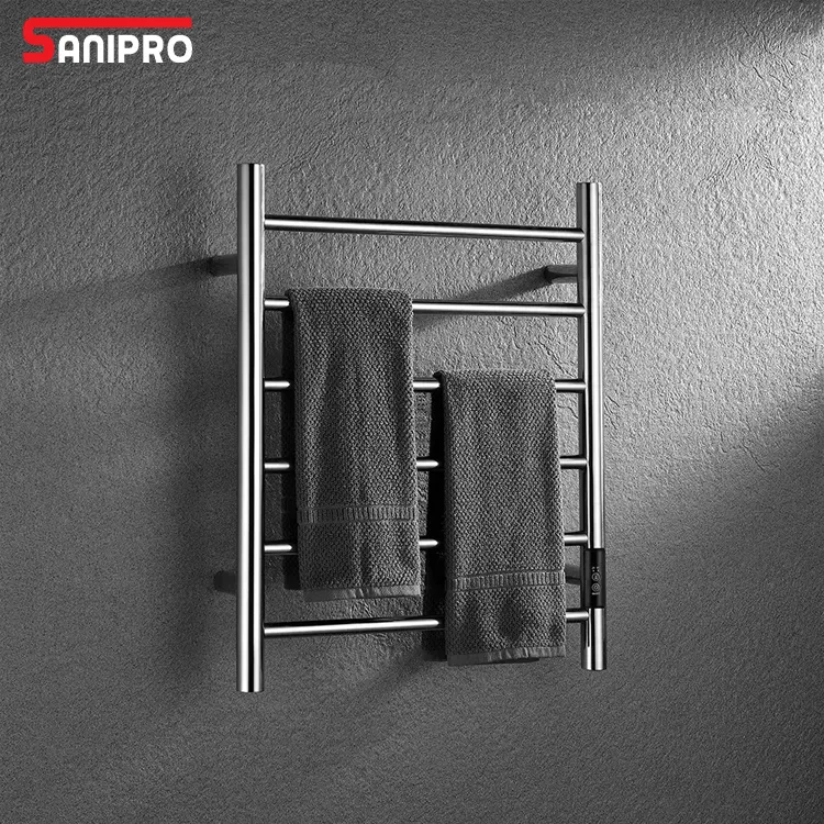 SANIPRO banyo aksesuarları duvara monte kurutma sıcak 6 çubuklar paslanmaz çelik havlu askısı isıtmalı radyatör elektrikli havlu ısıtıcı