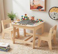 Ensemble table et chaise d'activités en bois 3-en-1 avec tableau noir et tableau blanc amovibles pour les tout-petits - Arts, artisanat, dessin, lecture, jeu