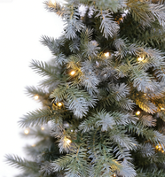 Sapin de Noël artificiel pré-éclairé en cèdre, premium, dense, en PVC+PE, aiguilles réalistes, lumières LED blanc chaud, 500-1000 LED
